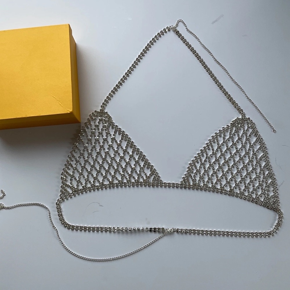 Natasha Couture Rhinestone Bling Bralette Adjustable Clear Rhinestones sexy Sm